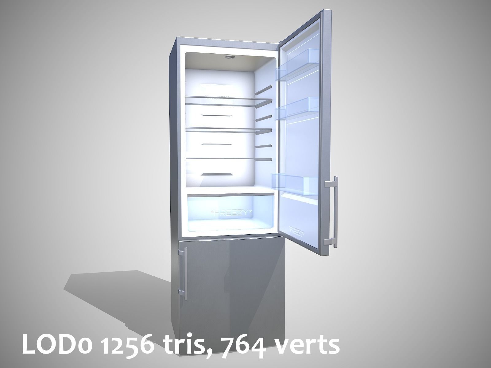 Modern Refrigerator Gray - Updated for 2021 Low-poly 3D model_12