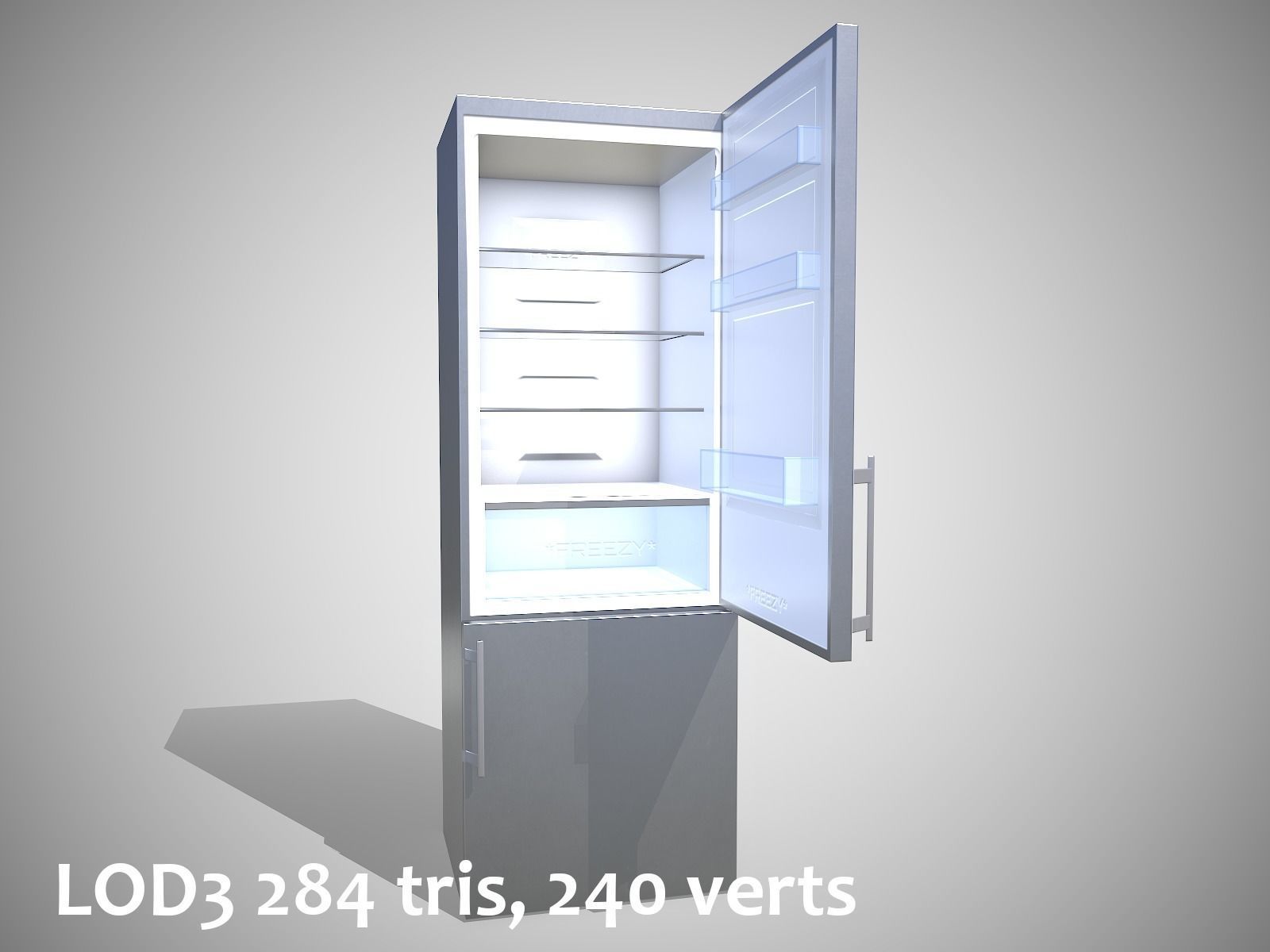 Modern Refrigerator Gray - Updated for 2021 Low-poly 3D model_15
