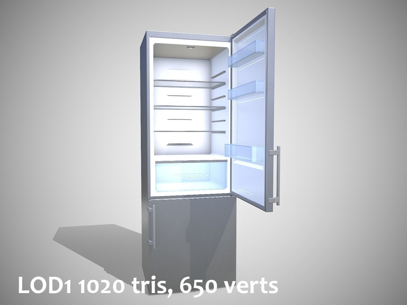 Modern Refrigerator Gray - Updated for 2021 Low-poly 3D model_13