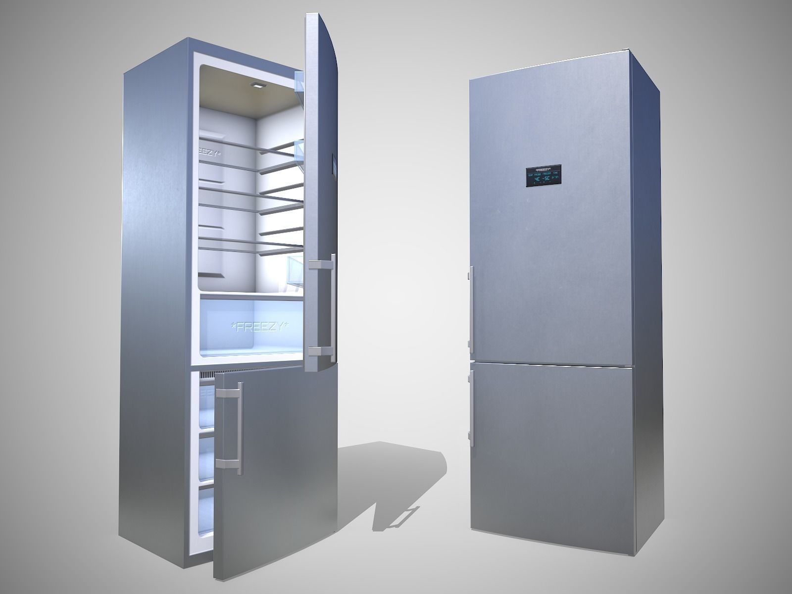 Modern Refrigerator Gray - Updated for 2021 Low-poly 3D model_2