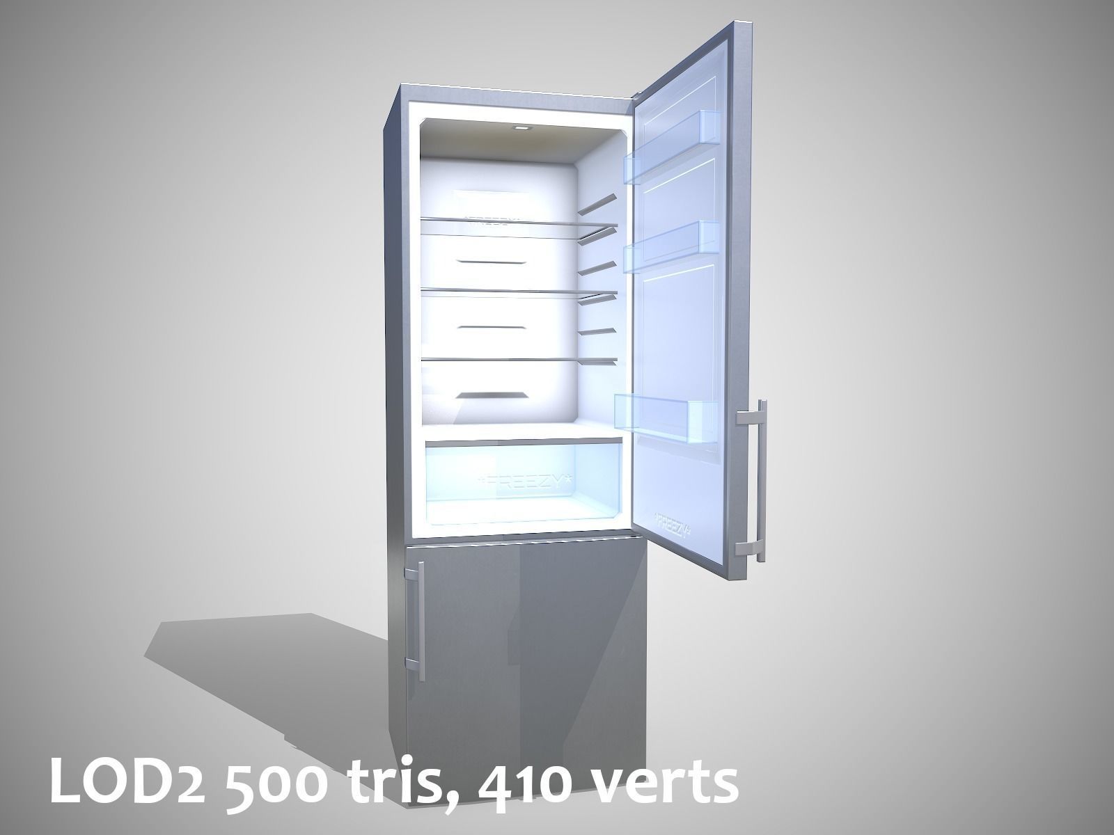 Modern Refrigerator Gray - Updated for 2021 Low-poly 3D model_14
