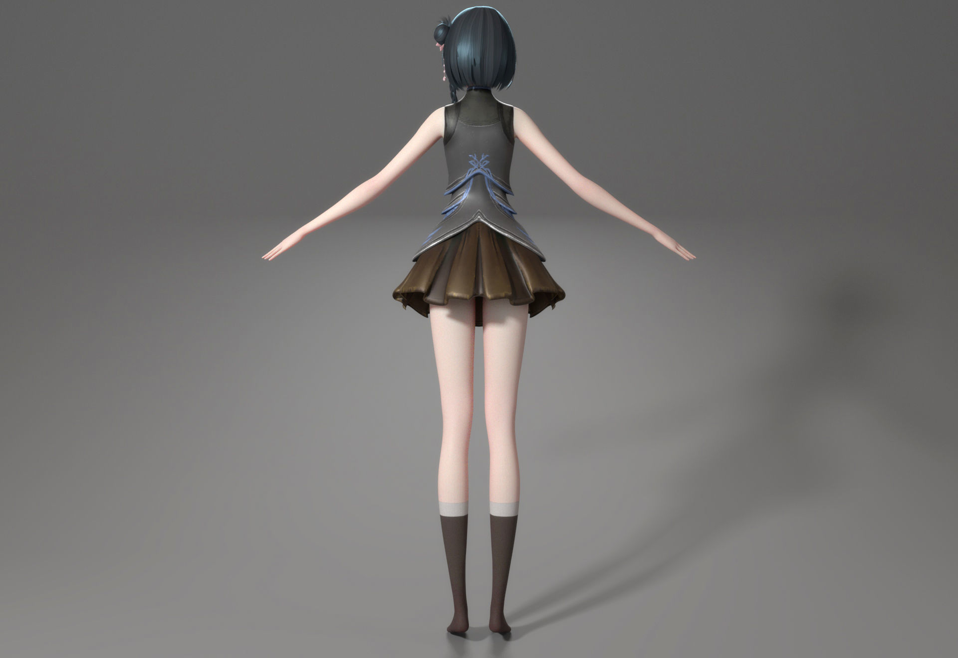 cartoon manga girl asian Japanese anime Loli sister characters  Low-poly 3D model_5