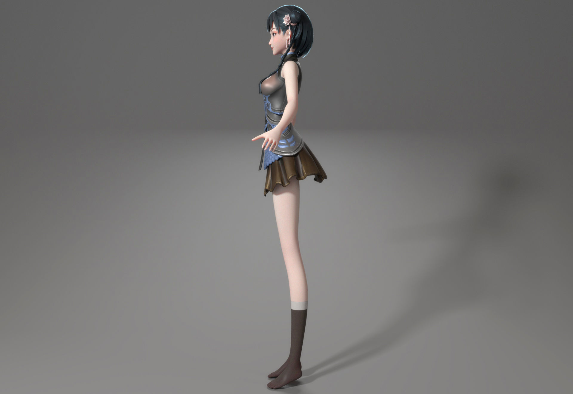cartoon manga girl asian Japanese anime Loli sister characters  Low-poly 3D model_4