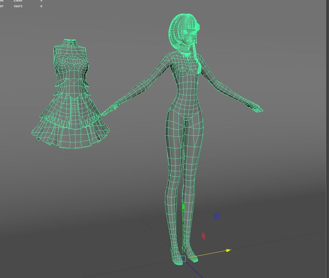 cartoon manga girl asian Japanese anime Loli sister characters  Low-poly 3D model_14