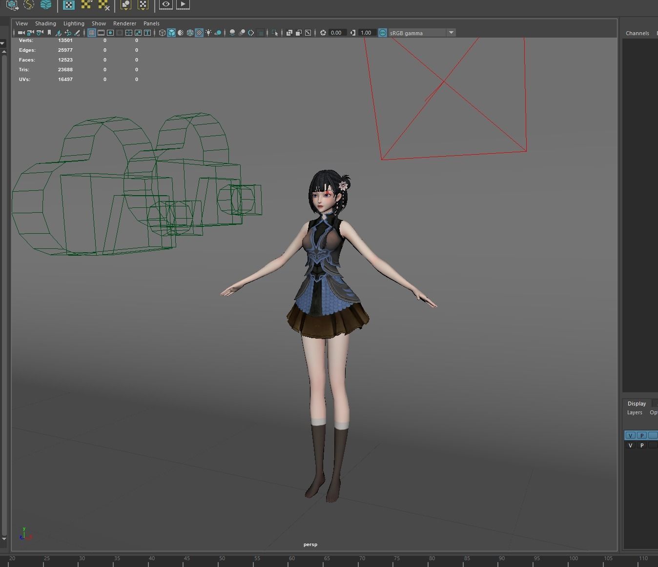 cartoon manga girl asian Japanese anime Loli sister characters  Low-poly 3D model_9