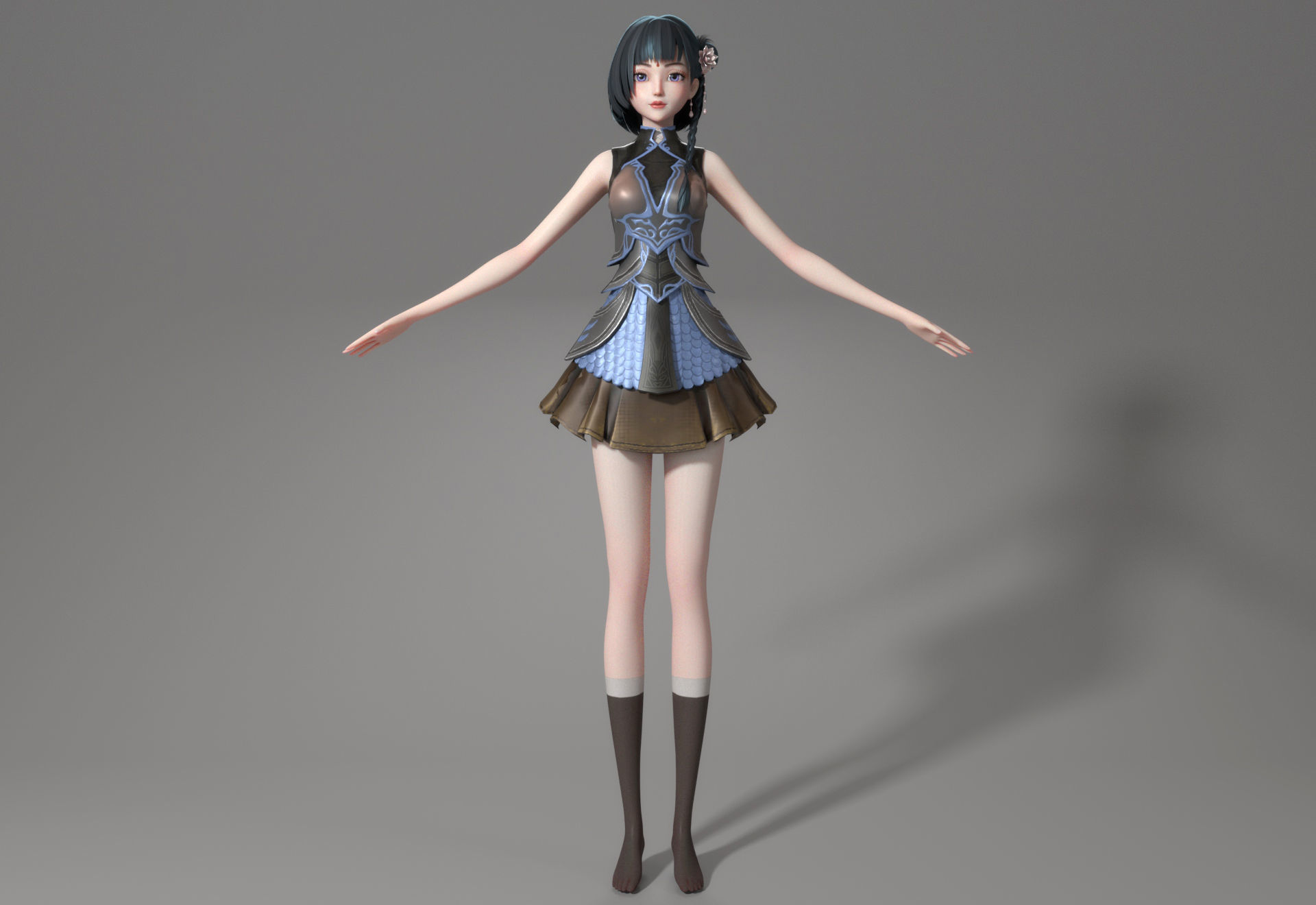 cartoon manga girl asian Japanese anime Loli sister characters  Low-poly 3D model_2