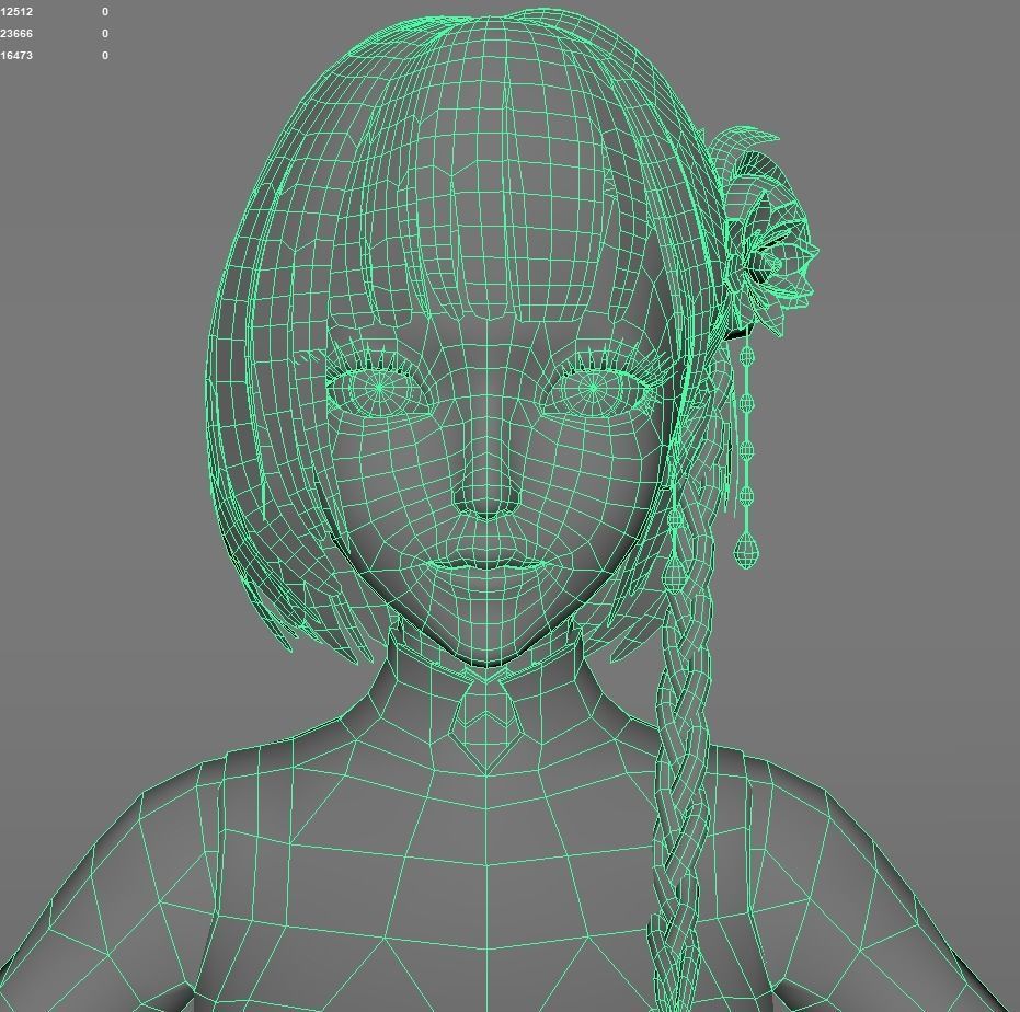 cartoon manga girl asian Japanese anime Loli sister characters  Low-poly 3D model_15