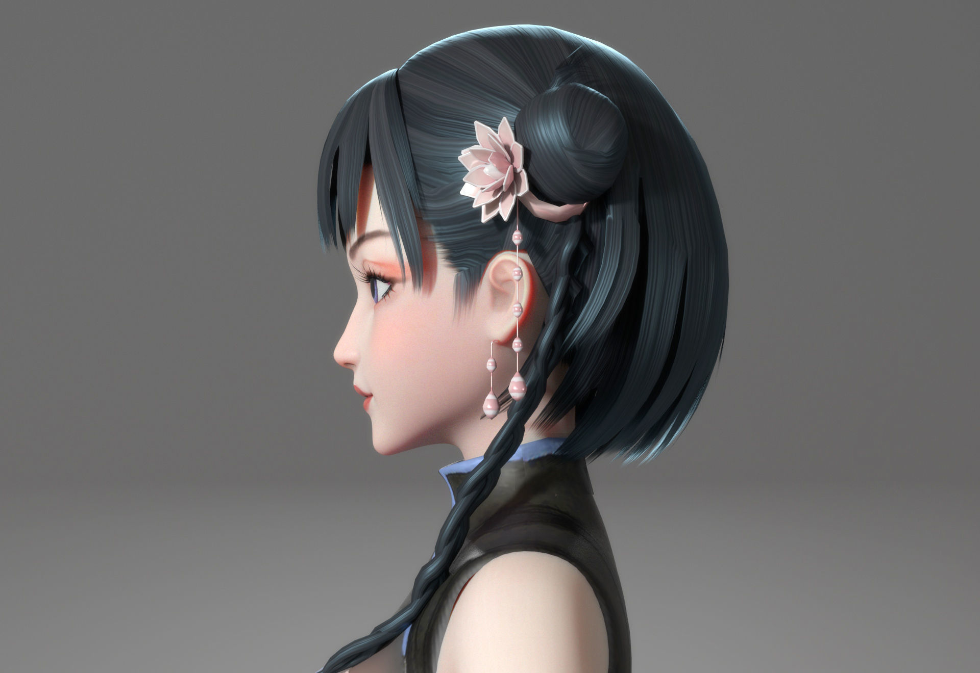 cartoon manga girl asian Japanese anime Loli sister characters  Low-poly 3D model_8