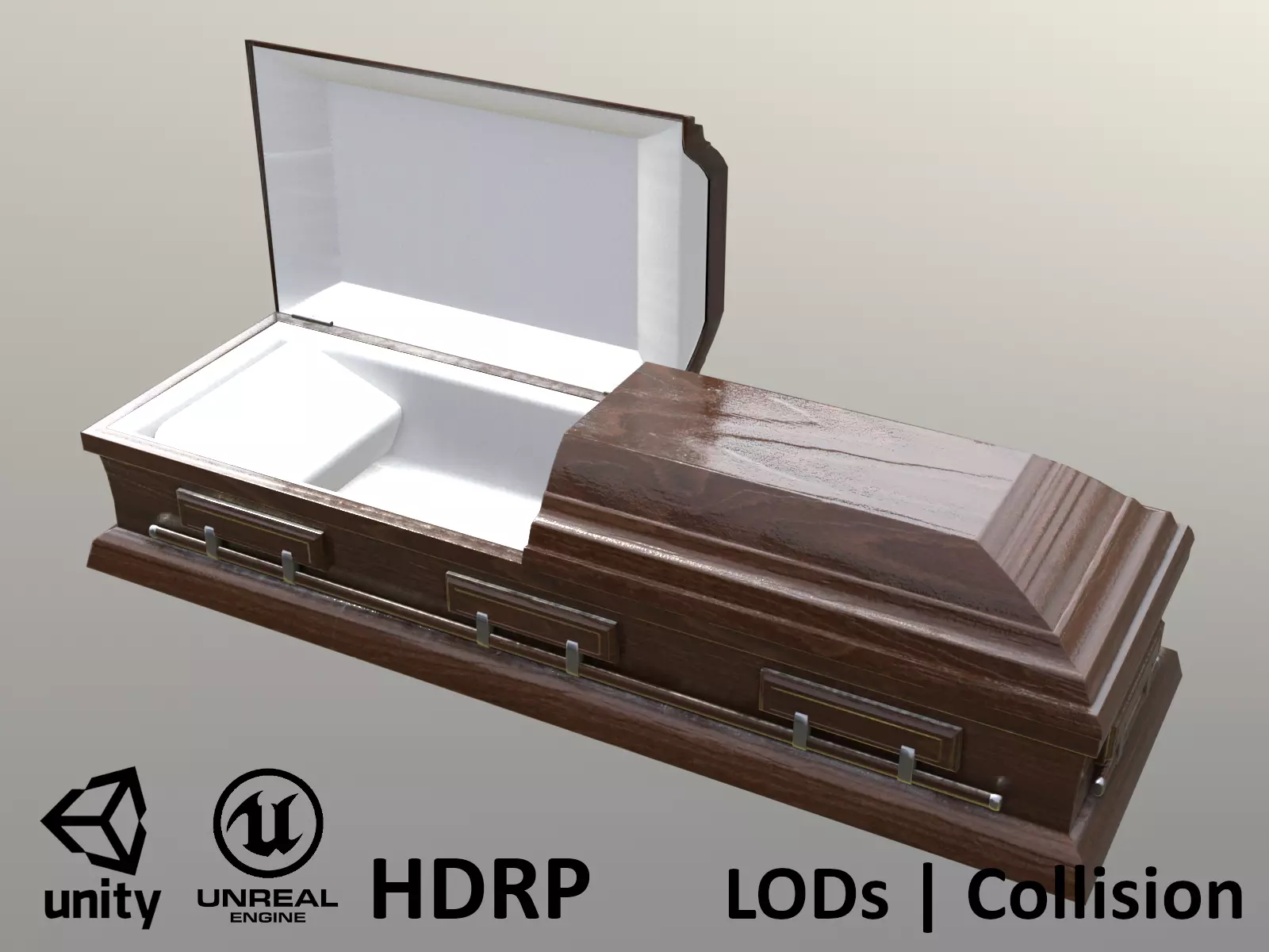 Casket Beech Wood- Unity - HDRP - UE4 Low-poly 3D model_0