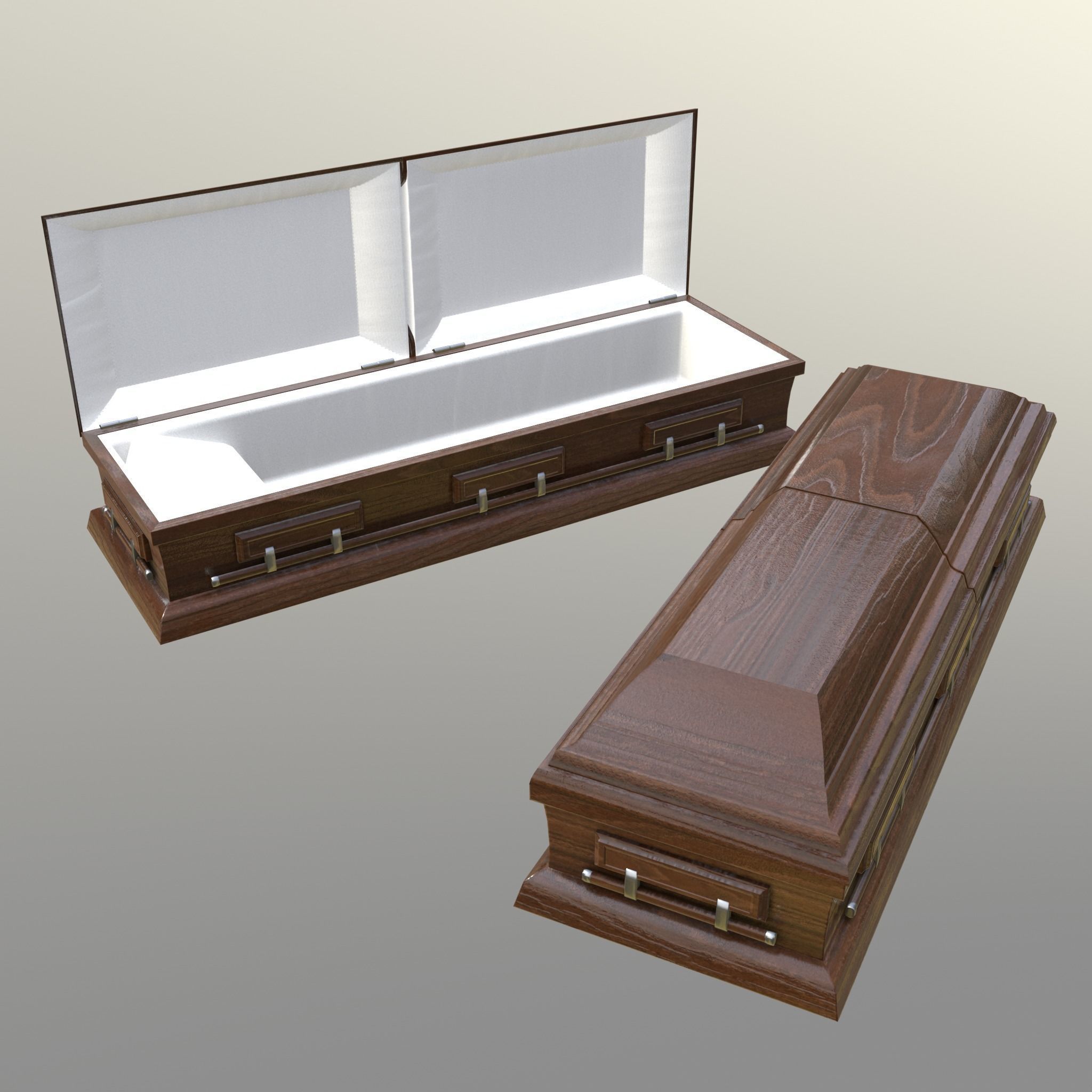 Casket Beech Wood- Unity - HDRP - UE4 Low-poly 3D model_13