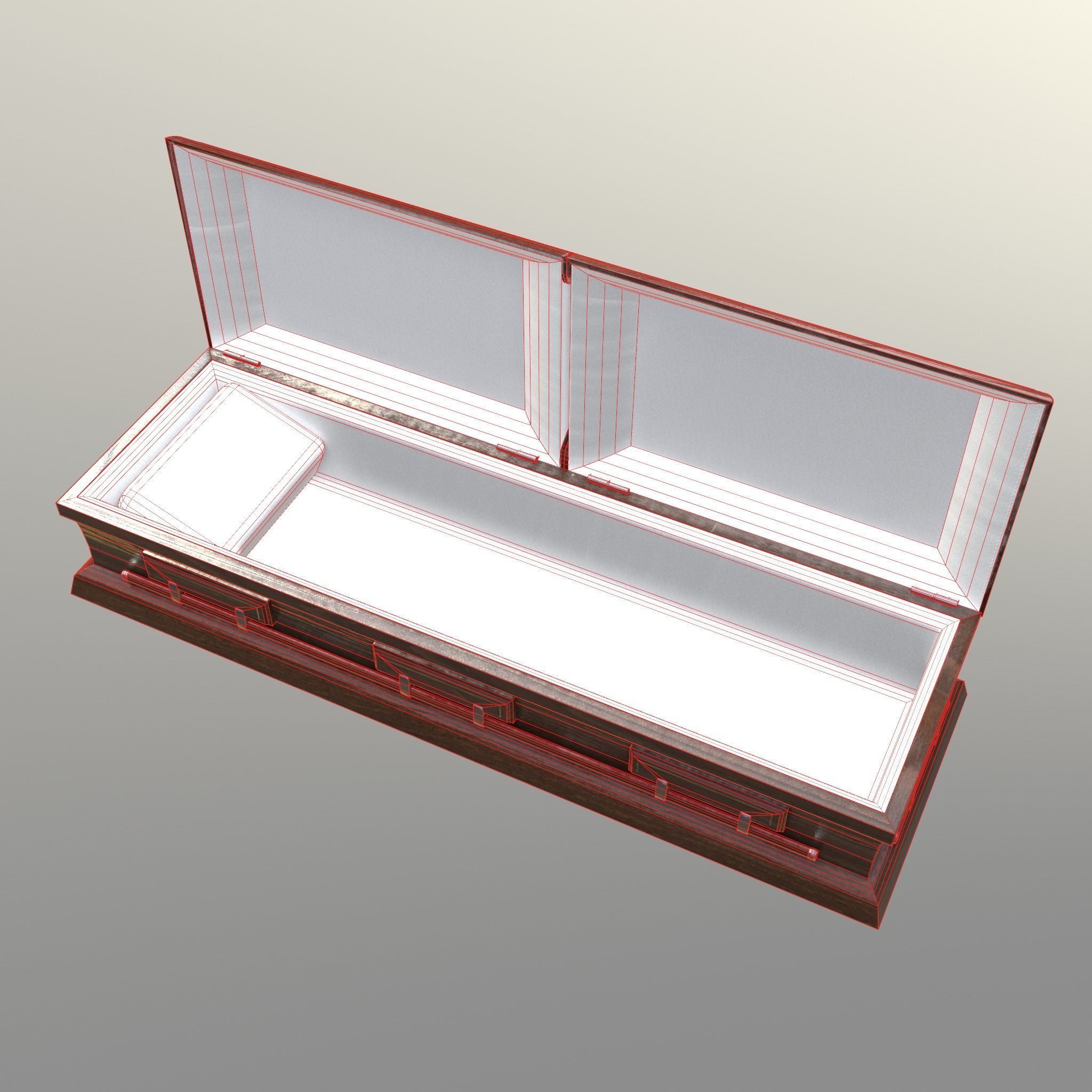 Casket Beech Wood- Unity - HDRP - UE4 Low-poly 3D model_8