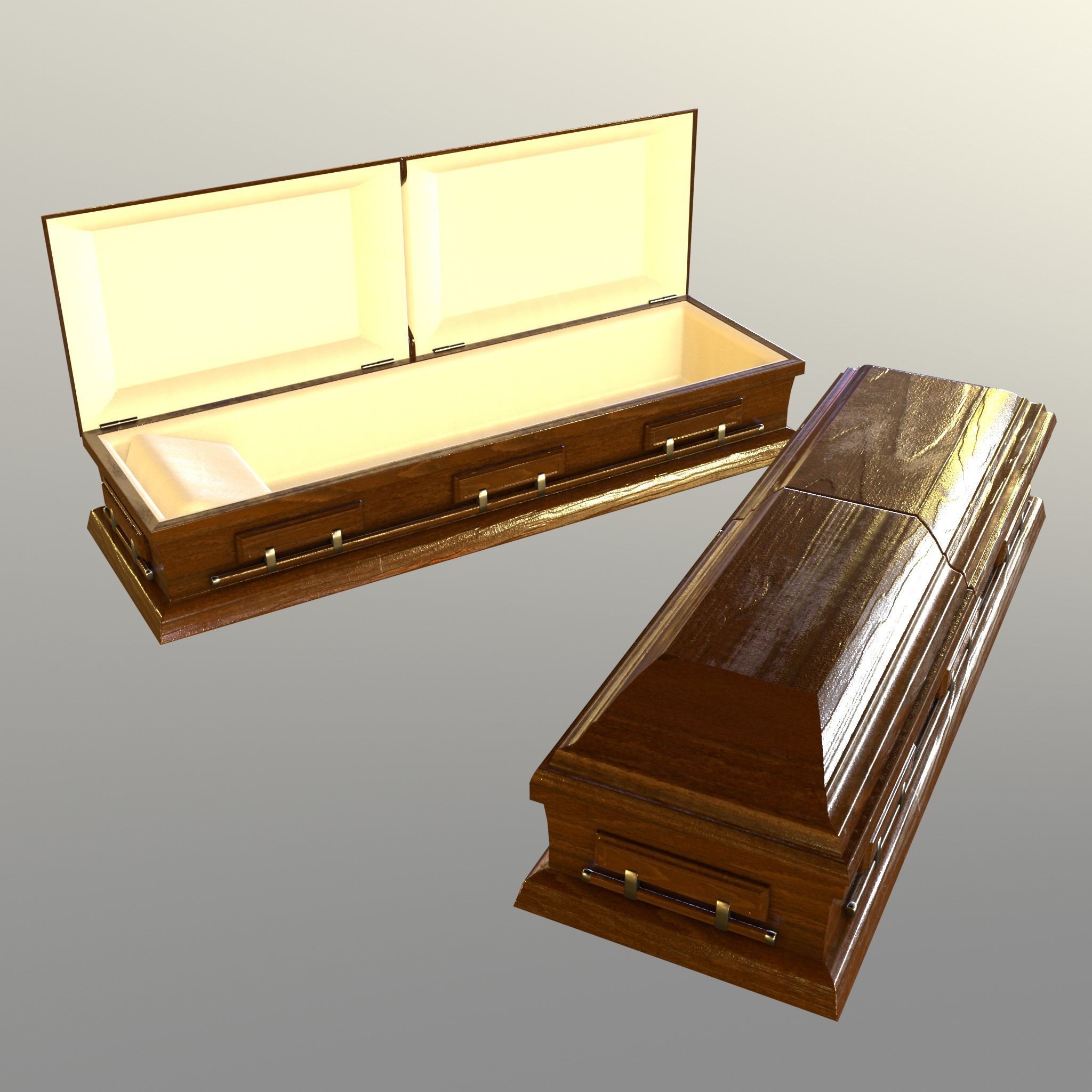 Casket Beech Wood- Unity - HDRP - UE4 Low-poly 3D model_17