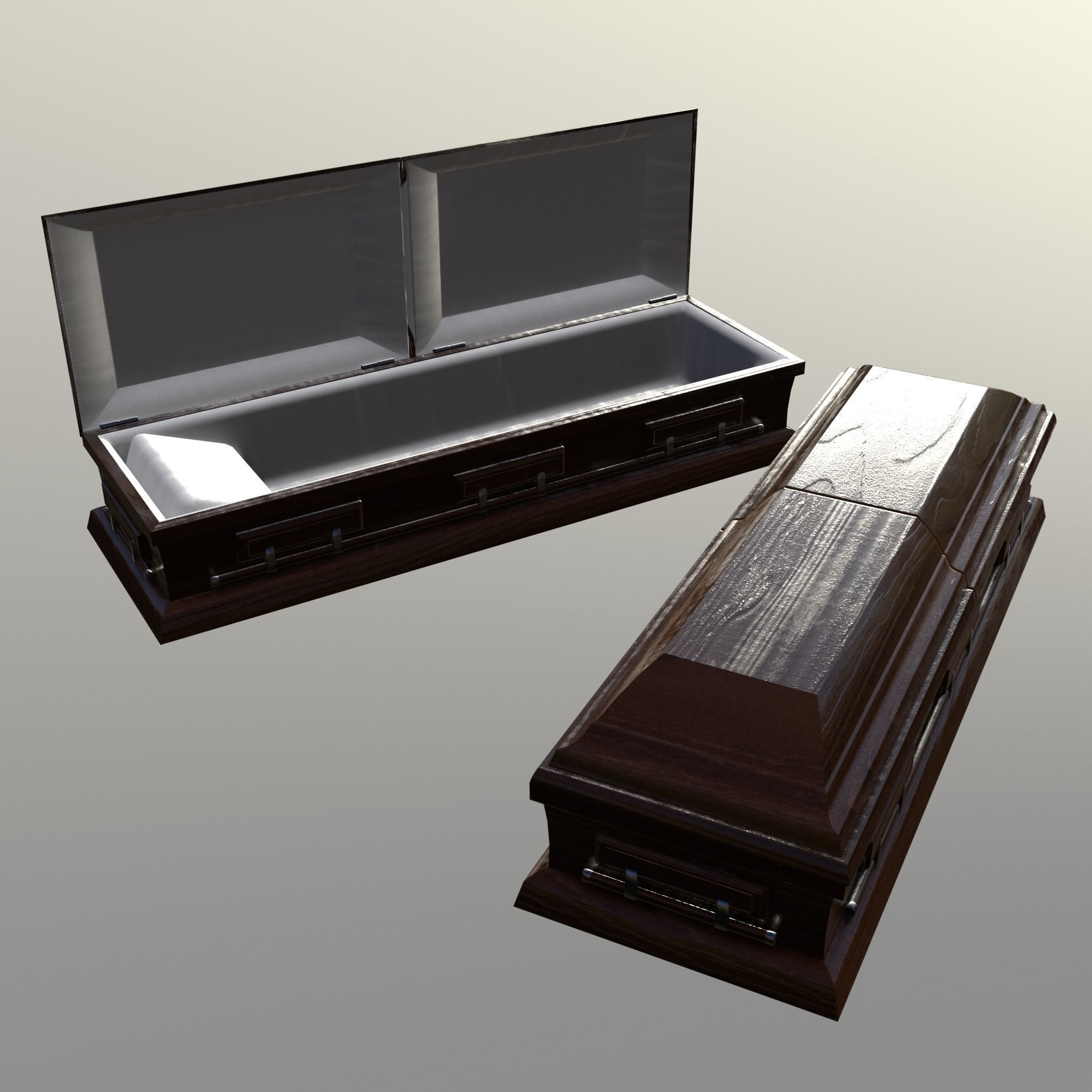 Casket Beech Wood- Unity - HDRP - UE4 Low-poly 3D model_18