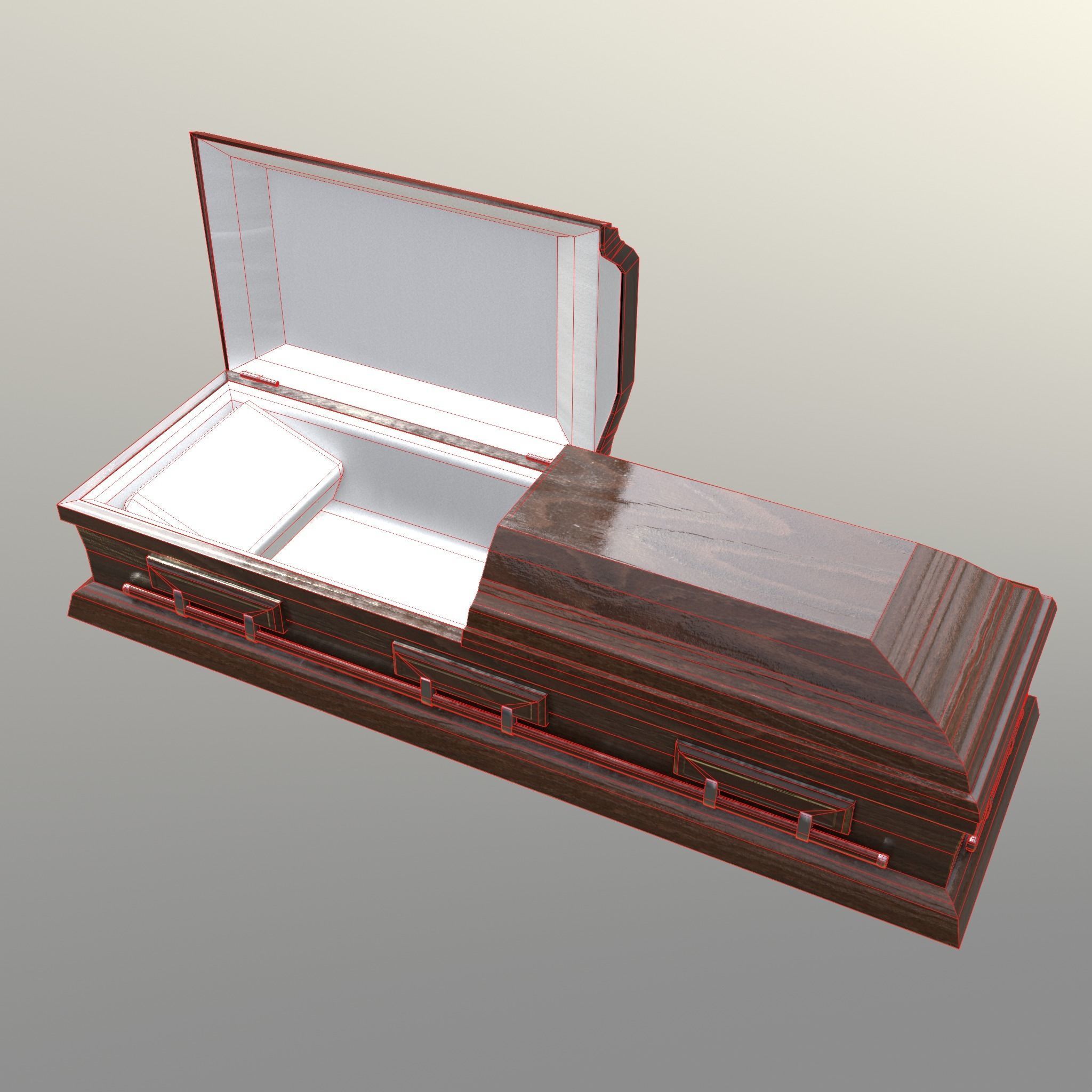 Casket Beech Wood- Unity - HDRP - UE4 Low-poly 3D model_24