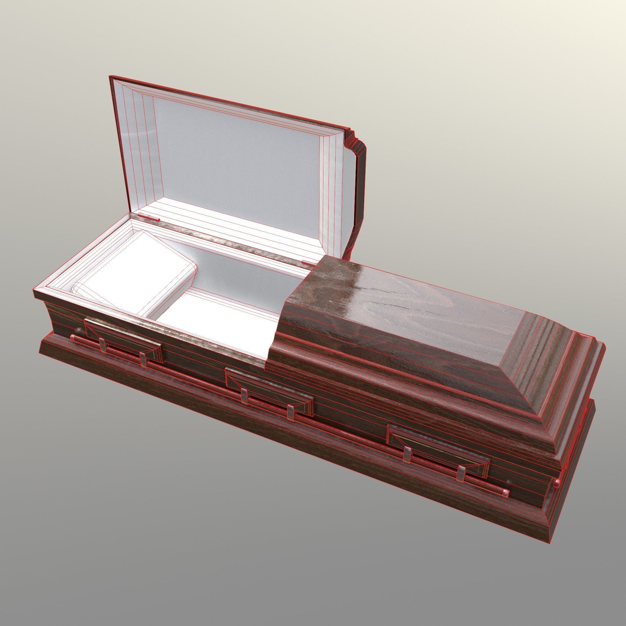 Casket Beech Wood- Unity - HDRP - UE4 Low-poly 3D model_23