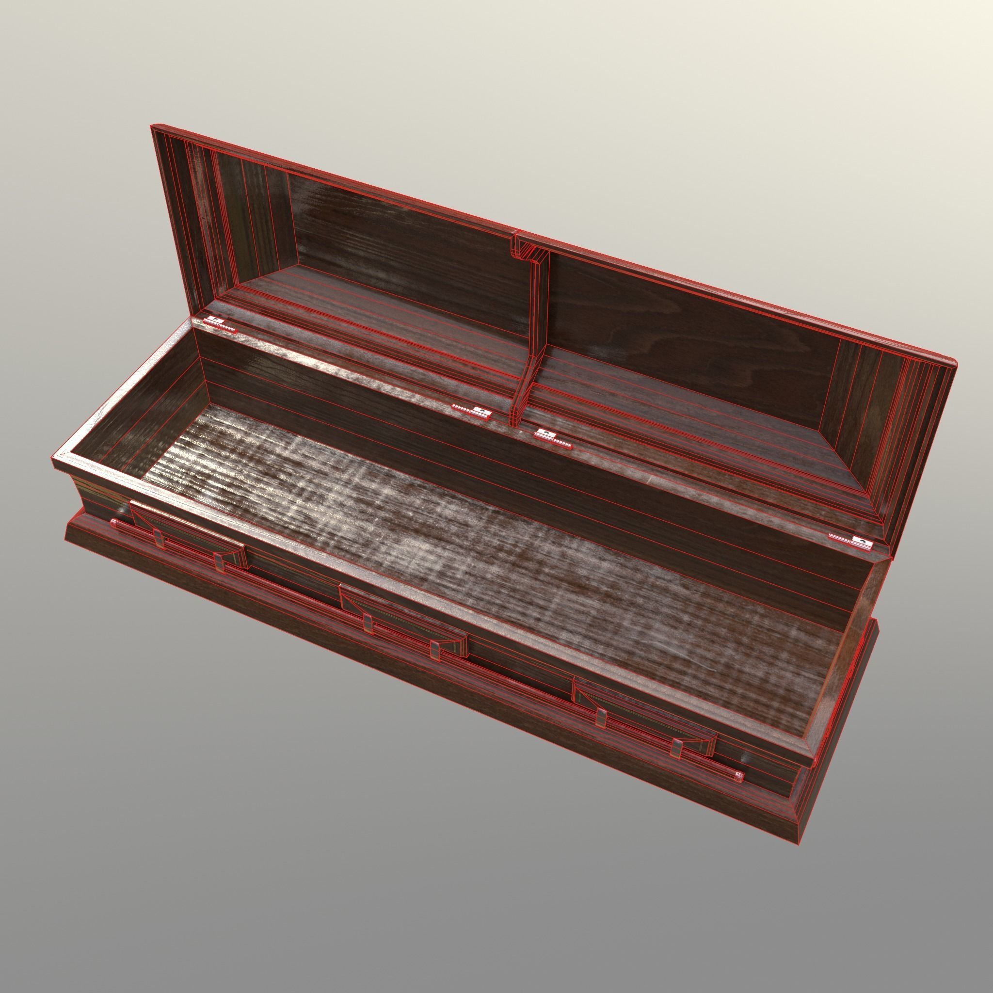 Casket Beech Wood- Unity - HDRP - UE4 Low-poly 3D model_9