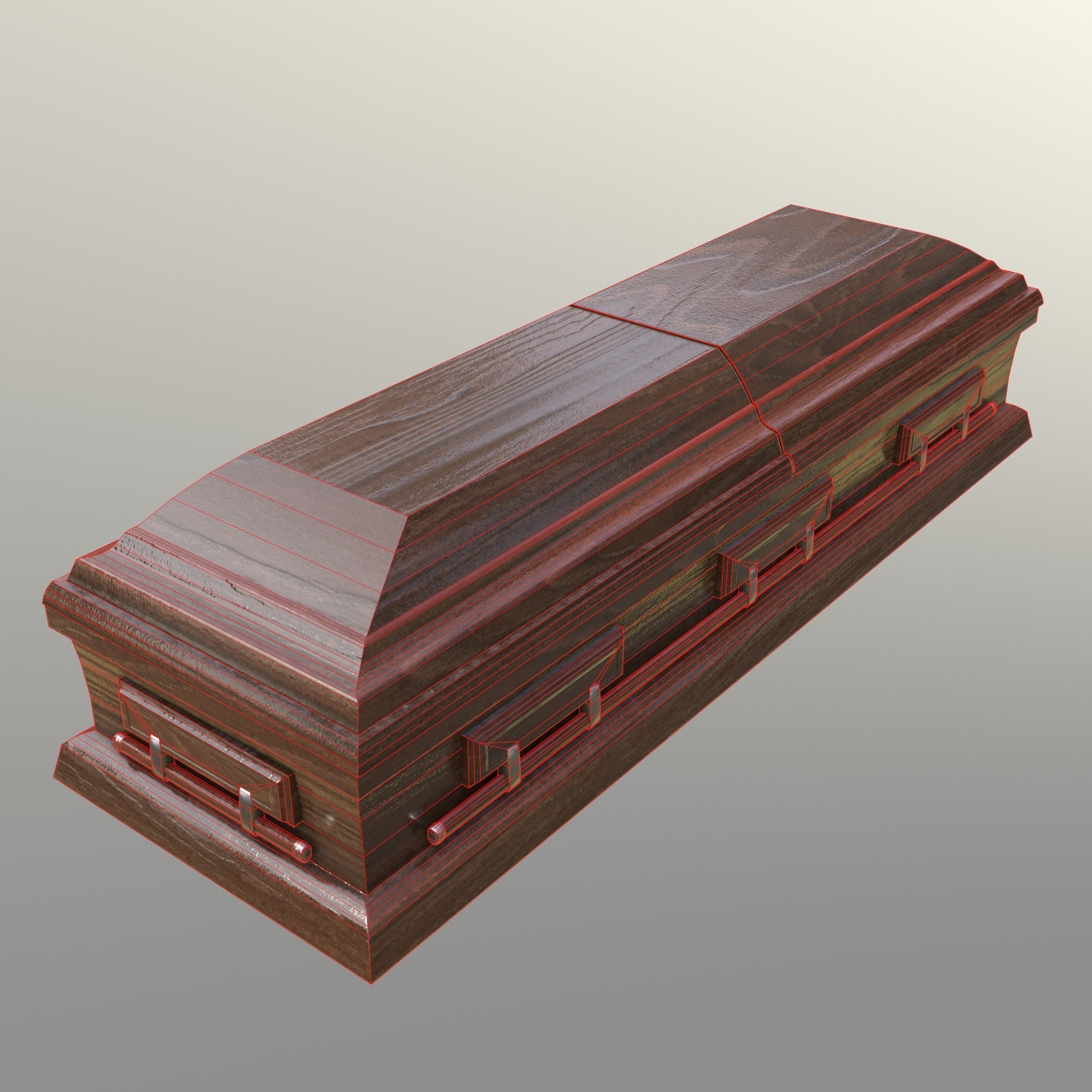 Casket Beech Wood- Unity - HDRP - UE4 Low-poly 3D model_10
