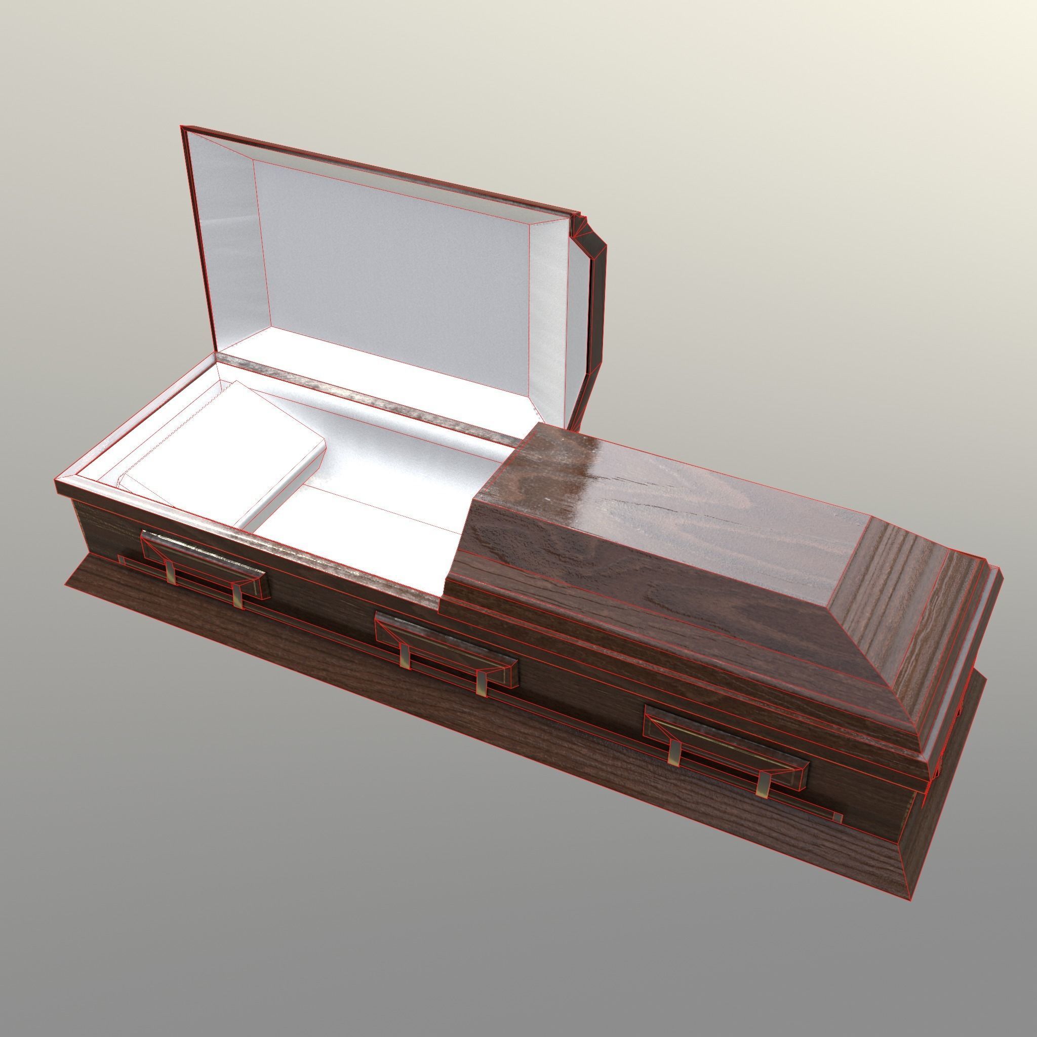 Casket Beech Wood- Unity - HDRP - UE4 Low-poly 3D model_26