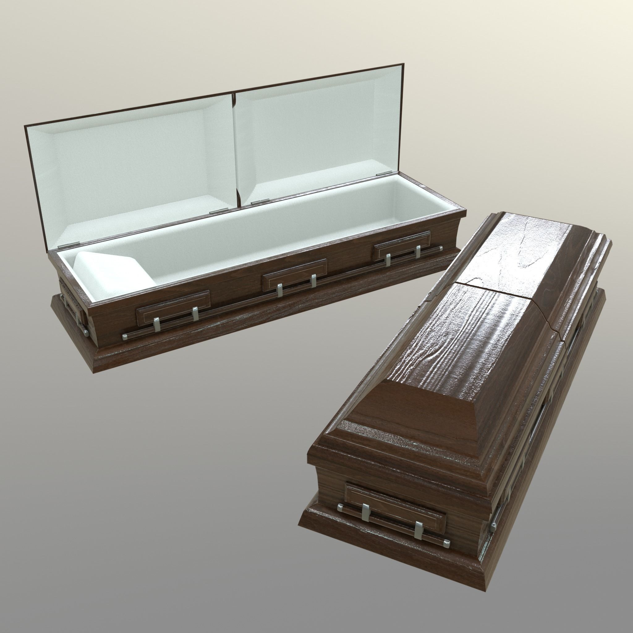 Casket Beech Wood- Unity - HDRP - UE4 Low-poly 3D model_15