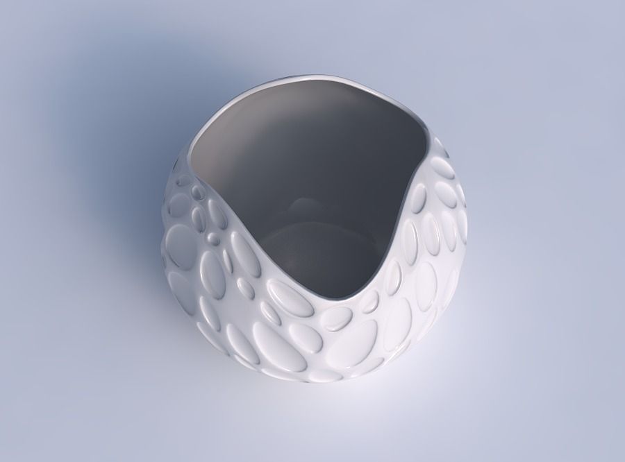 Bowl Spheric wavy with bubbles 3D print model_1