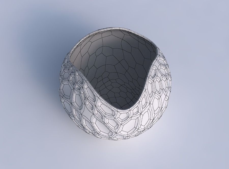 Bowl Spheric wavy with bubbles 3D print model_6