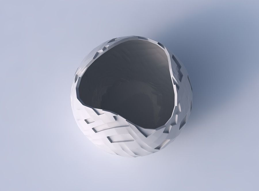 Bowl Spheric wavy with cavities 3D print model_2