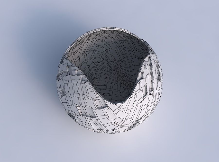 Bowl Spheric wavy with cavities 3D print model_6