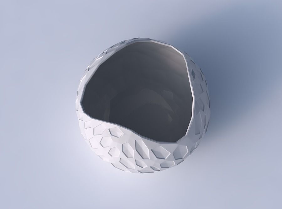 Bowl Spheric wavy with crystal dents 3D print model_2