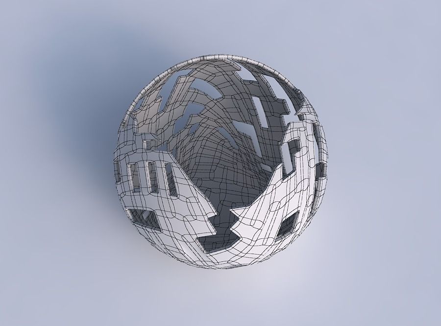 Bowl Spheric wavy with cuts 3D print model_6