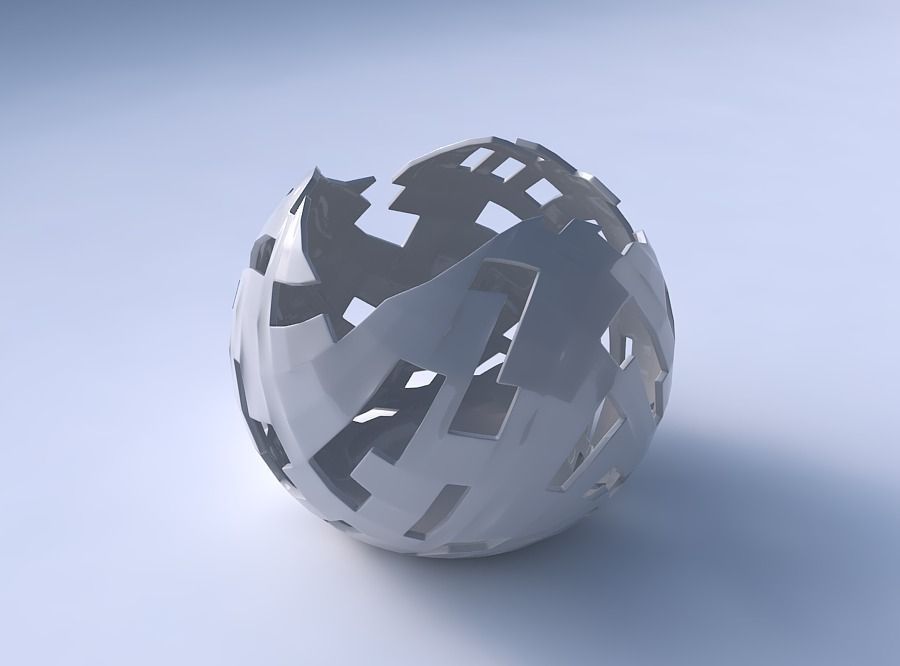 Bowl Spheric wavy with cuts 3D print model_3