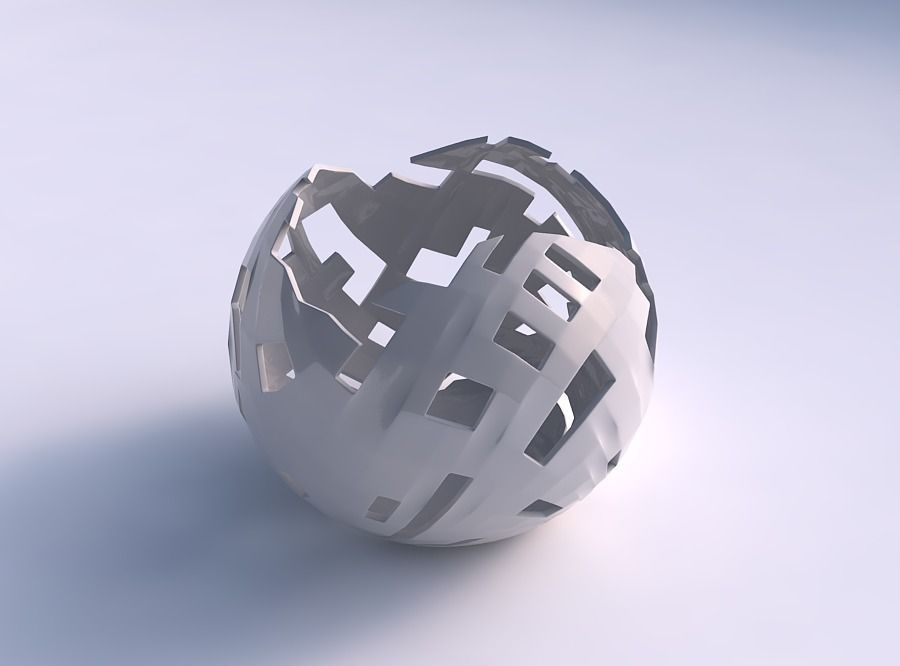 Bowl Spheric wavy with cuts 3D print model_0