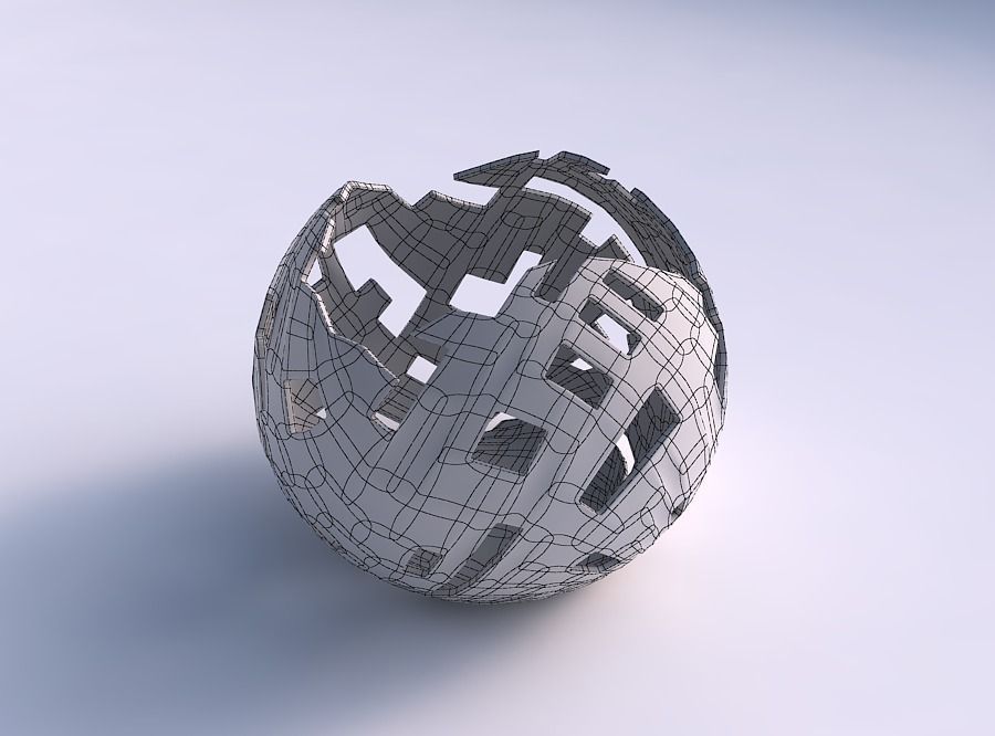 Bowl Spheric wavy with cuts 3D print model_5