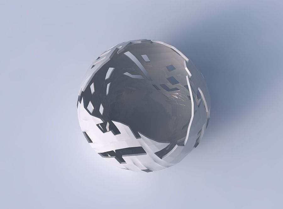 Bowl Spheric wavy with cuts 3D print model_2