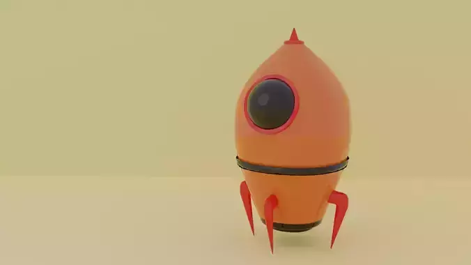 Cartoonish Colorful Spaceship Sky Rocket