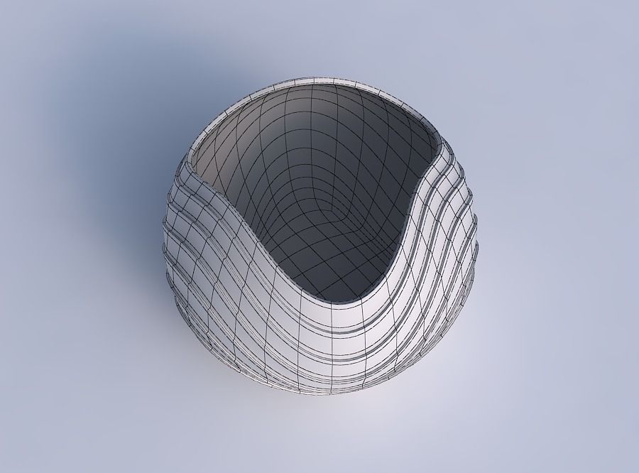 Bowl Spheric wavy with horizontal layers 3D print model_6