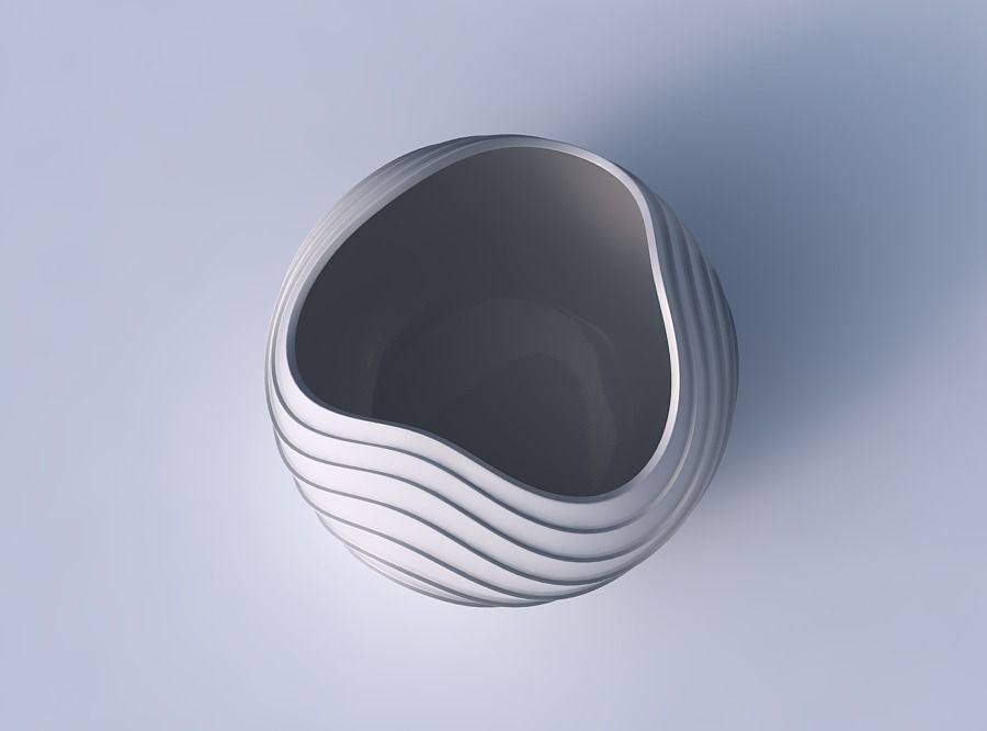 Bowl Spheric wavy with horizontal layers 3D print model_2