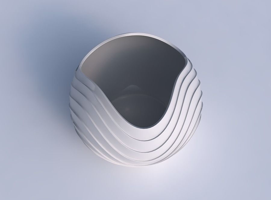 Bowl Spheric wavy with horizontal layers 3D print model_1