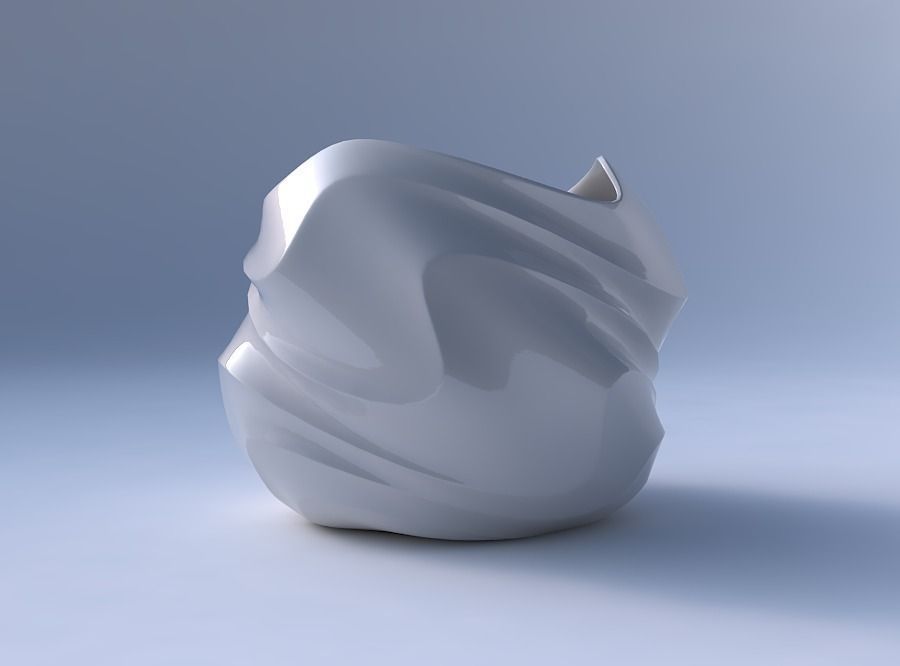 Bowl Spheric wavy with pronounced horizontal sections 3D print model_4