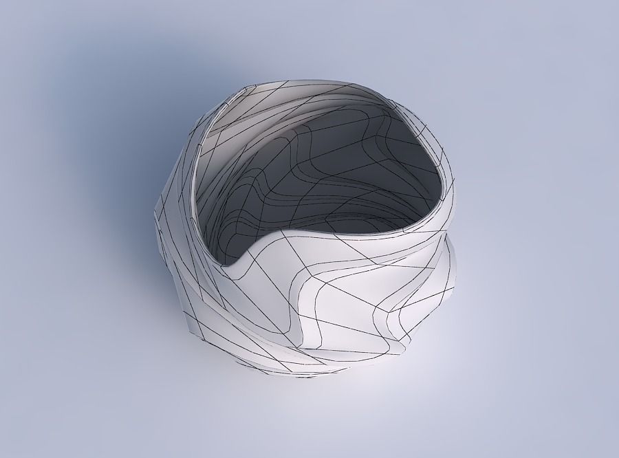 Bowl Spheric wavy with pronounced horizontal sections 3D print model_6
