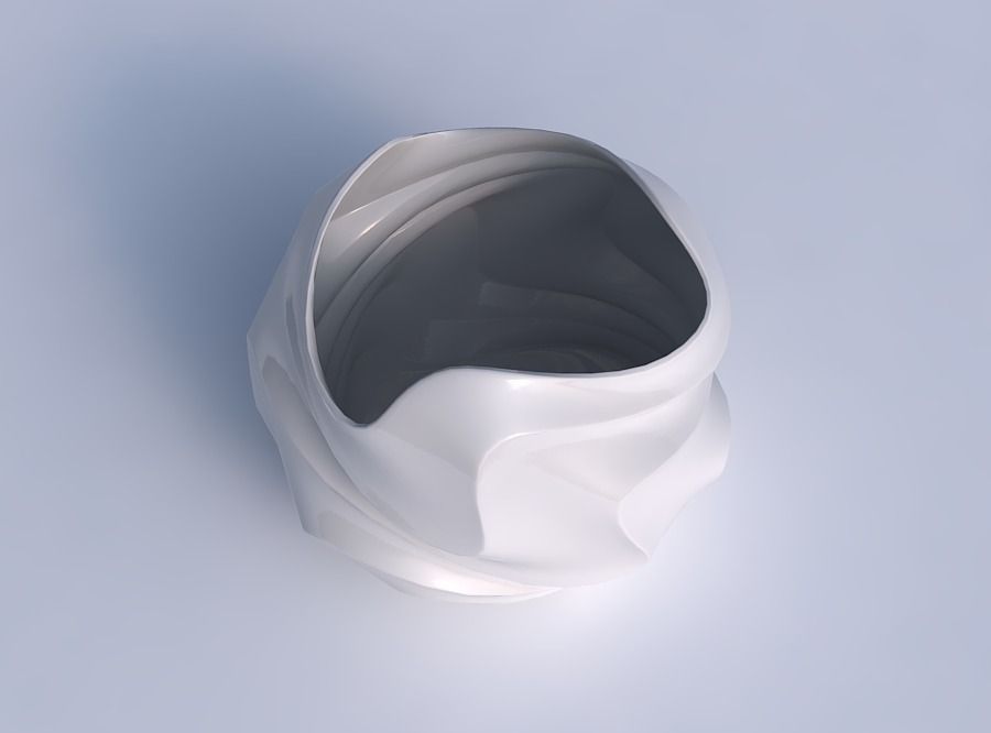 Bowl Spheric wavy with pronounced horizontal sections 3D print model_1