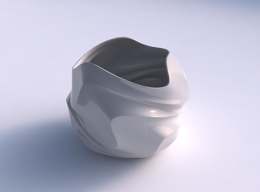 Bowl Spheric wavy with pronounced horizontal sections 3D print model_0