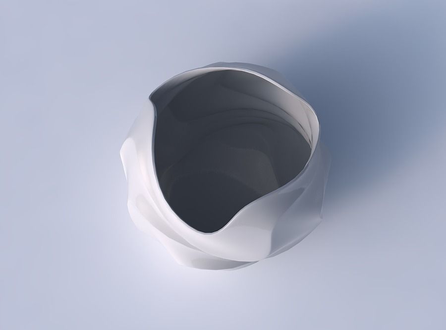 Bowl Spheric wavy with pronounced horizontal sections 3D print model_2