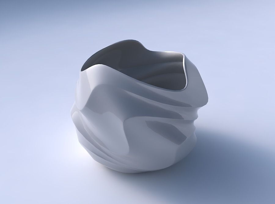 Bowl Spheric wavy with pronounced horizontal sections 3D print model_3