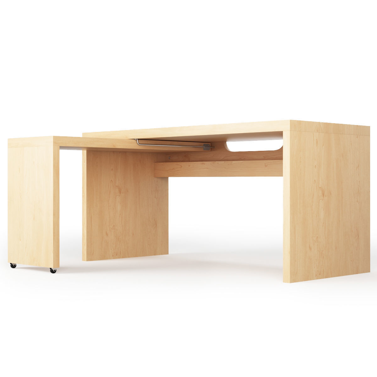 Malm Desk with Pull-out Panel 3D model_2
