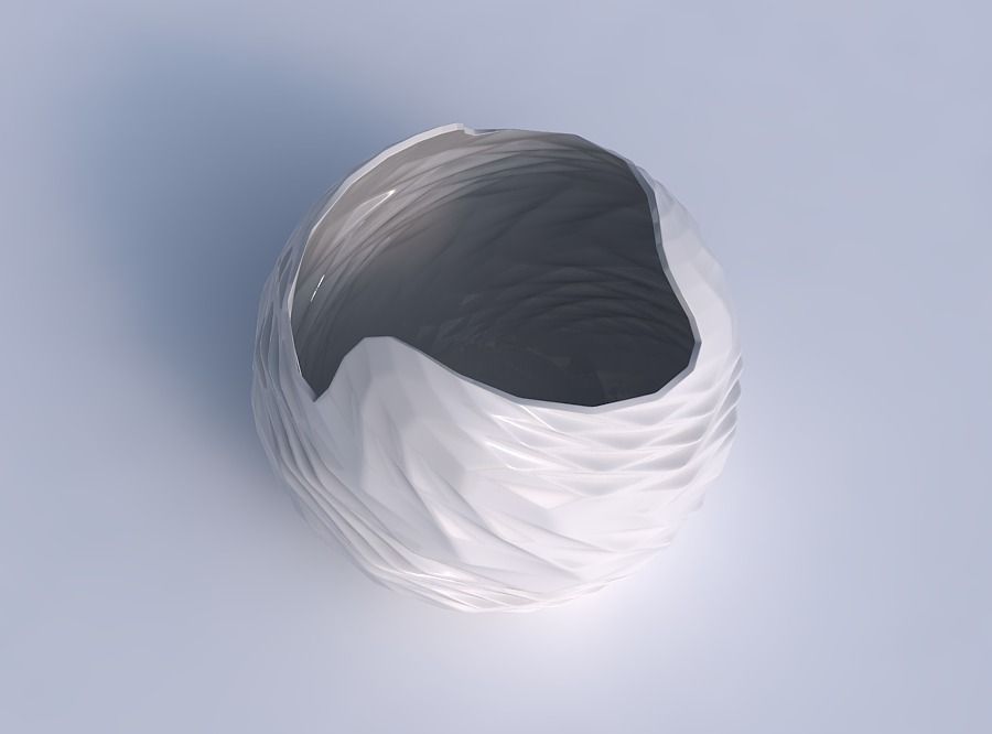 Bowl Spheric wavy with sections and twisted lines 3D print model_1