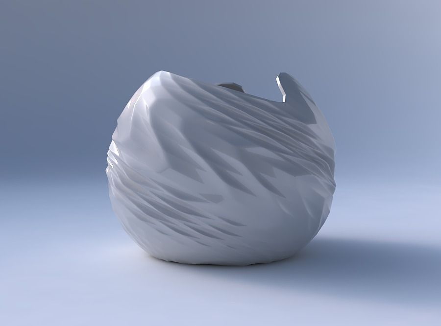 Bowl Spheric wavy with sections and twisted lines 3D print model_4