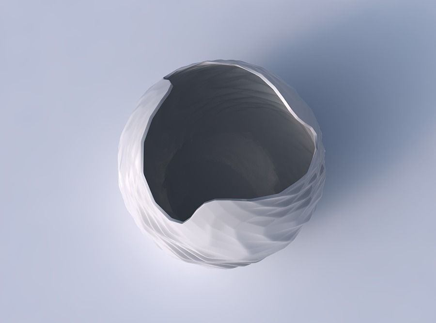 Bowl Spheric wavy with sections and twisted lines 3D print model_2
