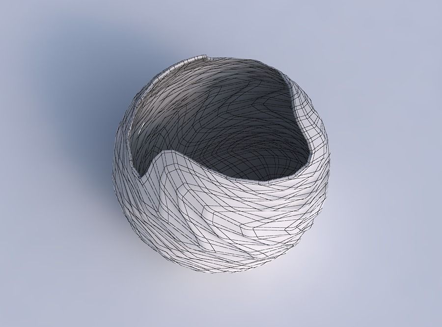 Bowl Spheric wavy with sections and twisted lines 3D print model_6