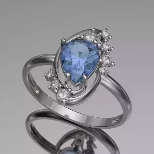 Women ring with gems 3dm stl