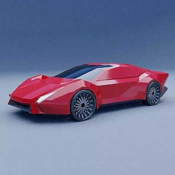 Lowpoly Futuristic vehicle concept Low-poly 3D model_0